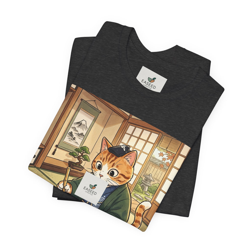 Cat Calligrapher T-Shirt — Cute Japanese Cat Writing Calligraphy Tee