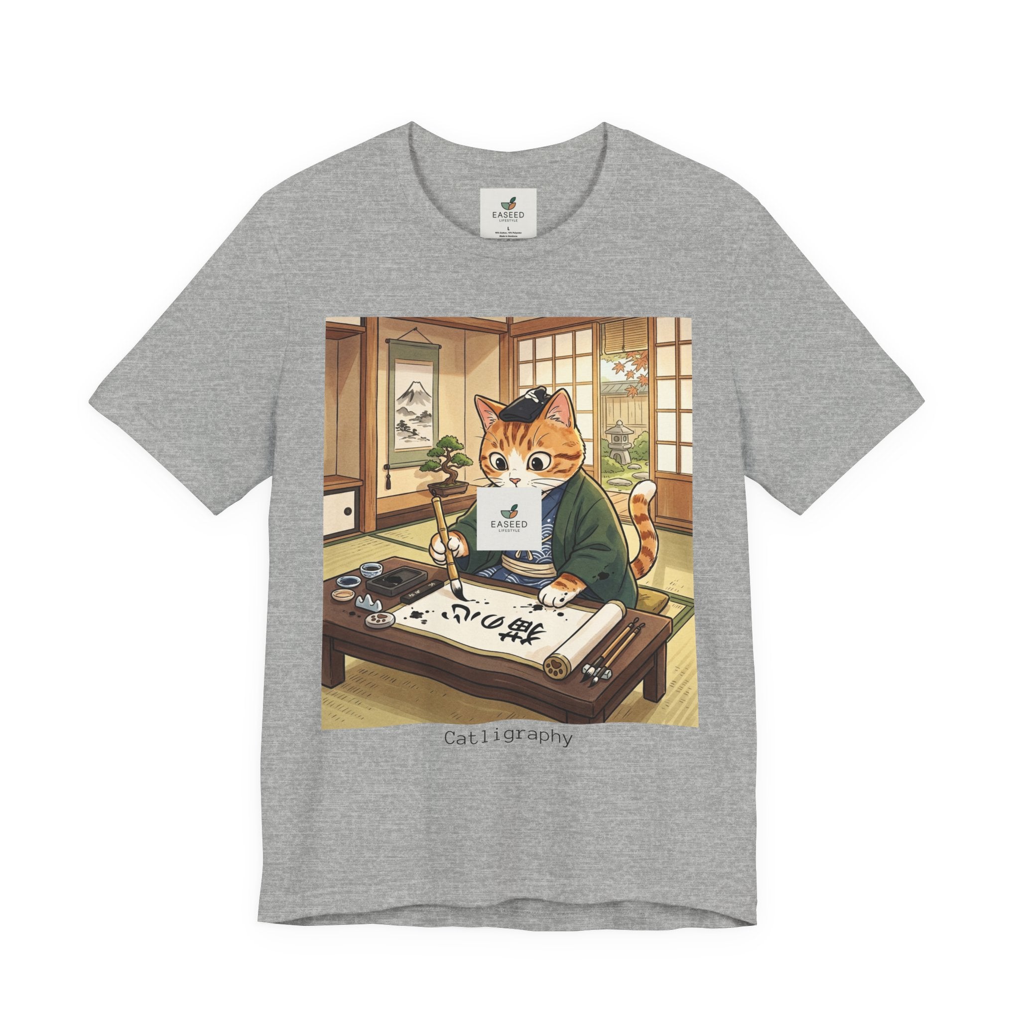Cat Calligrapher T-Shirt — Cute Japanese Cat Writing Calligraphy Tee