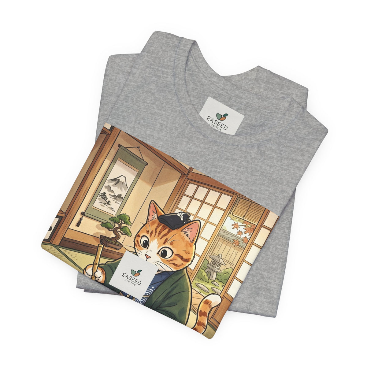 Cat Calligrapher T-Shirt — Cute Japanese Cat Writing Calligraphy Tee