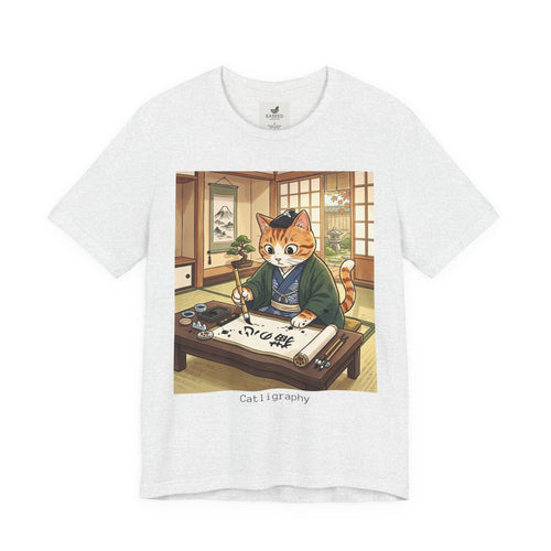 Cat Calligrapher T-Shirt — Cute Japanese Cat Writing Calligraphy Tee